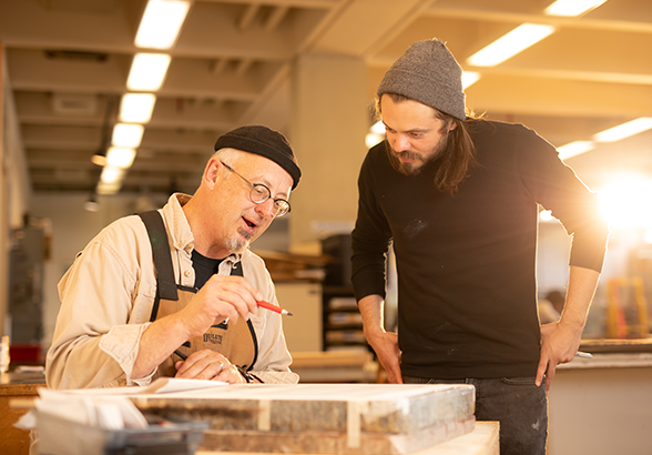 Beauvais printmaking shop with student