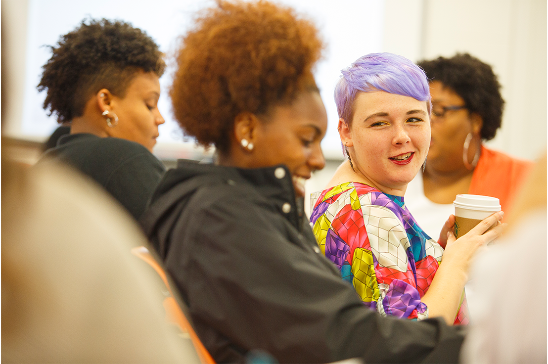 Female students in Africana Studies classroom. Photography by FJ Gaylor Photography.