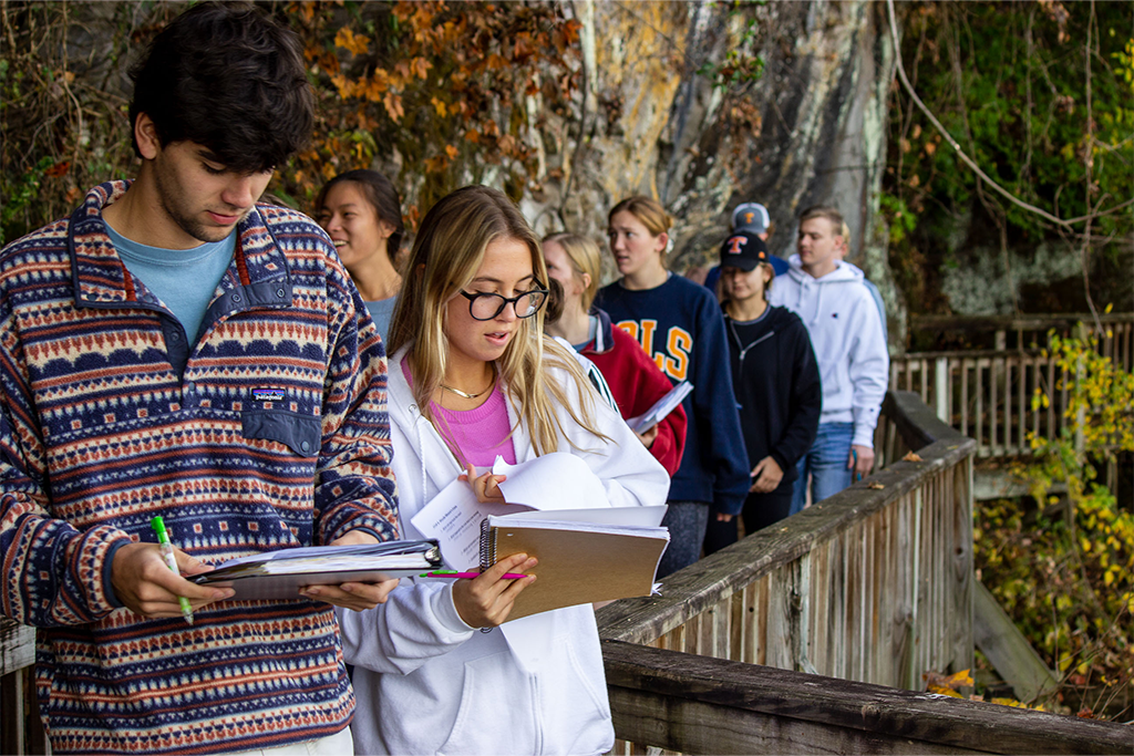 EPS Students doing field research at Ijams Nature Center. 