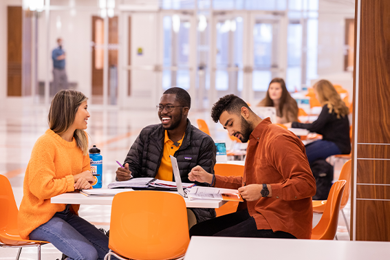 Students studying in the student union